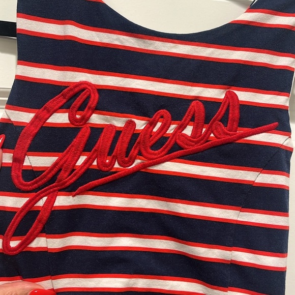 GUESS vintage women's crop top tank sleeveless Cherry red striped size S fitted - Picture 3 of 7